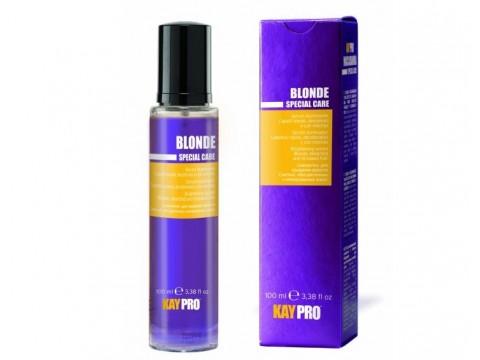 KAY PRO Blonde šviesinantis serumas su safyru šviesintiems, sruogelėmis dažytiems plaukams 100ml